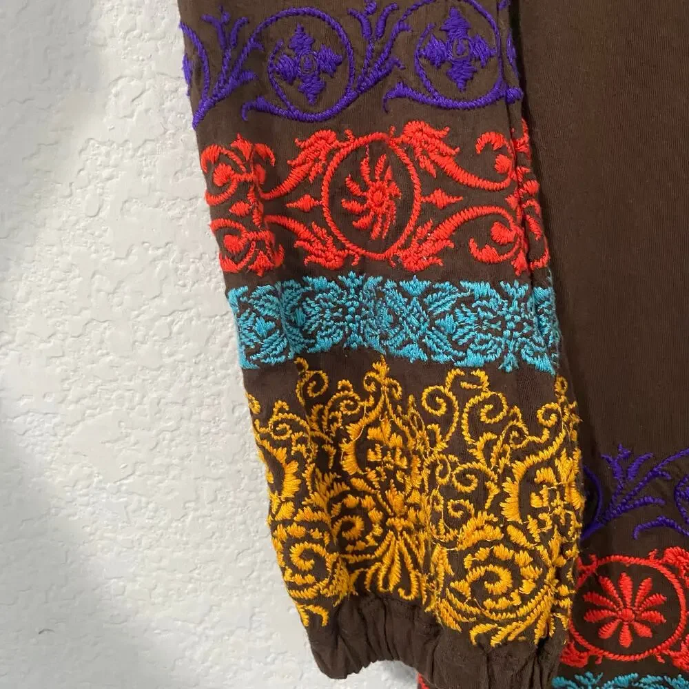 Johnny Was JWLA Womens Tunic Top S Embroidered Vibrant Long Sleeve Runs Small - Picture 5 of 9